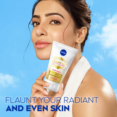 NIVEA Luminous Even Glow Face wash with an oil free formula, infused with AHA, Aloe vera, Guarana Extracts, Deeply cleanses, for Normal & Sensitive Skin, For Women & Men| 100ml